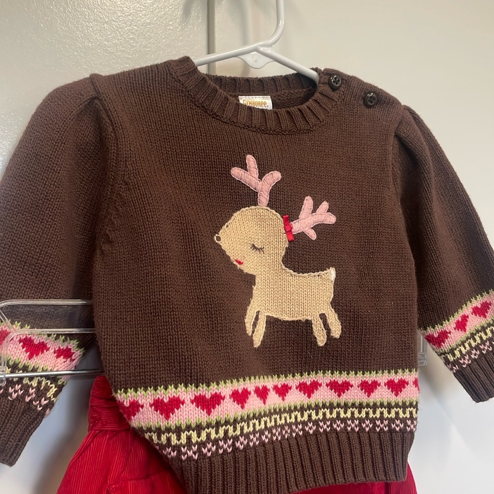 Cute holiday outfit. Sweater by gymboree, gap corduroy skirt. Like New